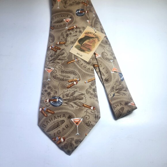 Tommy Bahama Men's Necktie Silk Handmade Havana Smoker Cigar New with Tags - Picture 7 of 7